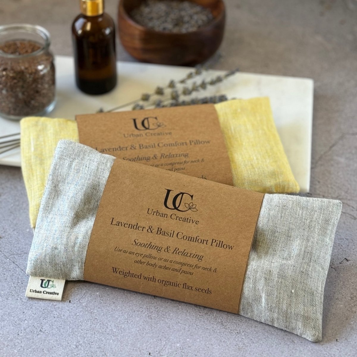 Eye Pillow - Lavender & Basil (weighted with organic flax seeds), Comfort Pillow | Verified Sustainable by Brown Living™