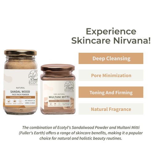 Face Pack Combo - Sandalwood Powder 100g and Multani Mitti 150g | Verified Sustainable by Brown Living™