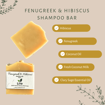 Fenugreek Hibiscus Shampoo Bar with Cocoa & Coconut Milk – Hair Shampoo Bar on Brown Living™. SKU: S20002. Img 2.