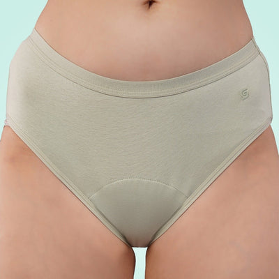 Fig Green Cotton Period Panty (Hipster) (1 pc) – Womens Underwear on Brown Living™. SKU: FIGGREENXS. Img 1.