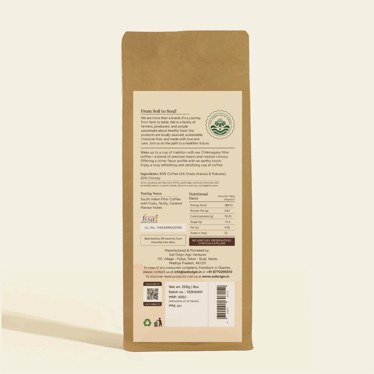 Filter Coffee | Chikmagalur Origin | 80/20 Blend | Verified Sustainable by Brown Living™