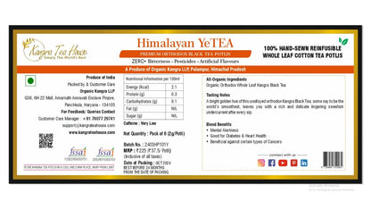 First Flush Black Tea 0% Bitterness - 100% Hand - Sewn Premium Cotton Tea Bags (Kangra Tea House YeTEA Pack of 6 Reinfusible Potlis) | Verified Sustainable by Brown Living™