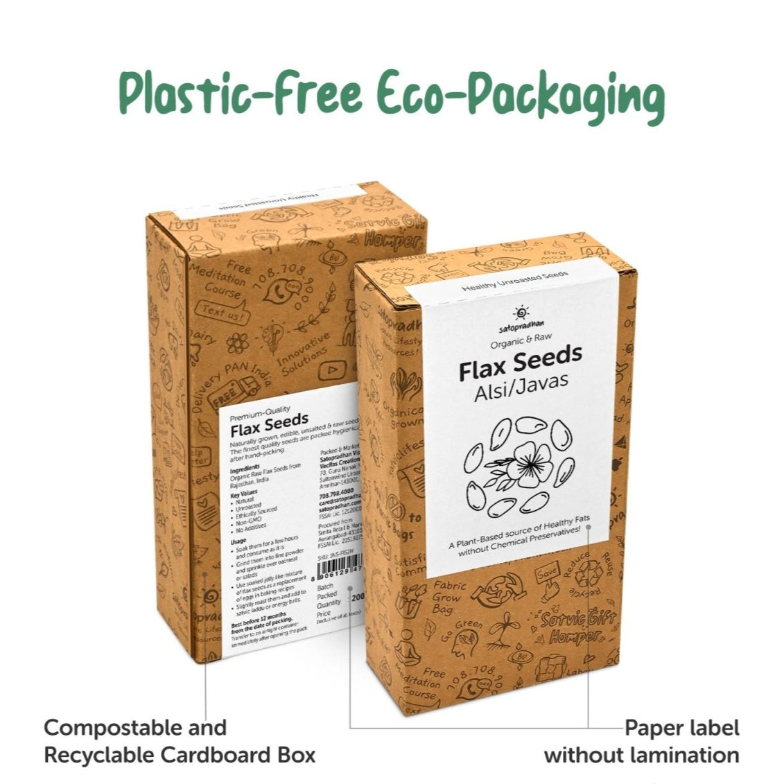 Flax Seeds 200g/800g - Organic & Raw | Verified Sustainable by Brown Living™
