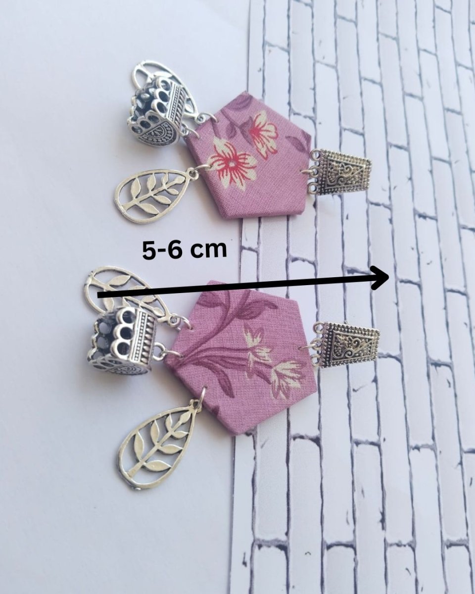 Floral Print Earrings in Purple for Everyday Artistry – Womens earrings by The serene by Rainvas available on Brown Living™. . SKU: RVS - SER - EAR - 91. Img 5.