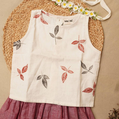 Floral Whirl Top - Pure Cotton Crop Top for Girls – Kids Tops on Brown Living™. SKU: BL - GBCT - 3 - 4. Img 1.