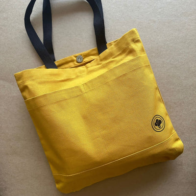 Foldable Cotton Pocket Tote for Daily Use – Tote Bag on Brown Living™. SKU: TPB004(YL). Img 2.