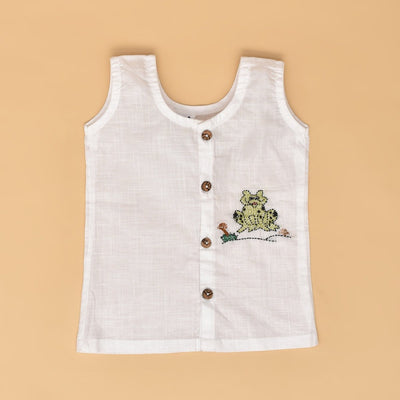 Forest Friends Trio Jabla (Tortoise, Owl and Frog Design) - Pure Cotton Baby Jabla Set of 3 – Kids Shirts on Brown Living™. SKU: STRCOTWHIFOJAB14 - TOF - S. Img 12.