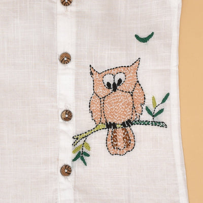Forest Friends Trio Jabla (Tortoise, Owl and Frog Design) - Pure Cotton Baby Jabla Set of 3 – Kids Shirts on Brown Living™. SKU: STRCOTWHIFOJAB14 - TOF - S. Img 2.