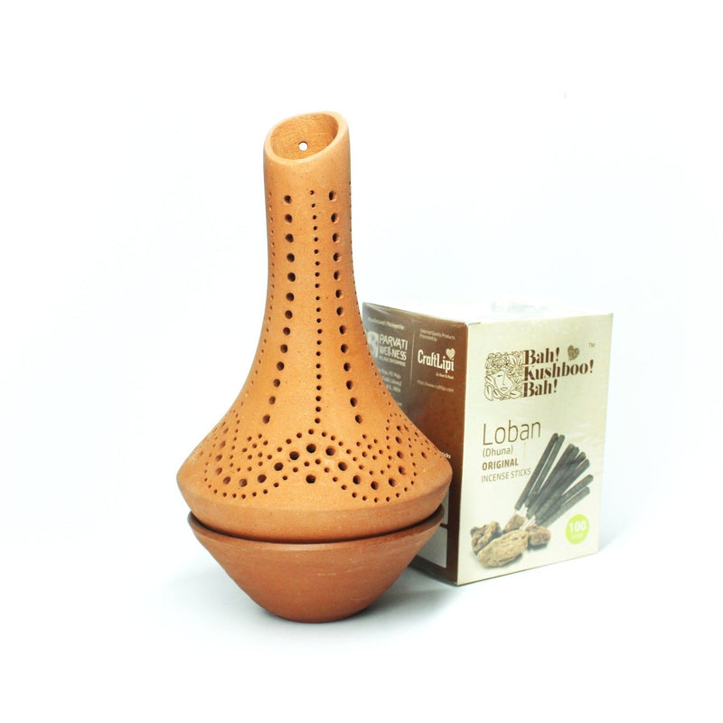 Fountain' Incense Stick Stand with Pure Dhuna (Natural Resin) - 100 pcs | Verified Sustainable by Brown Living™