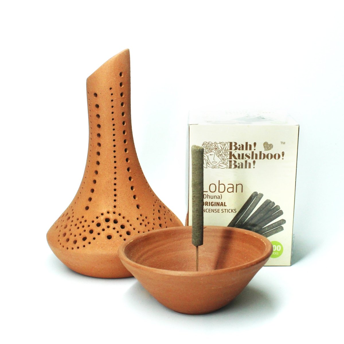 Fountain' Incense Stick Stand with Pure Dhuna (Natural Resin) - 100 pcs | Verified Sustainable by Brown Living™