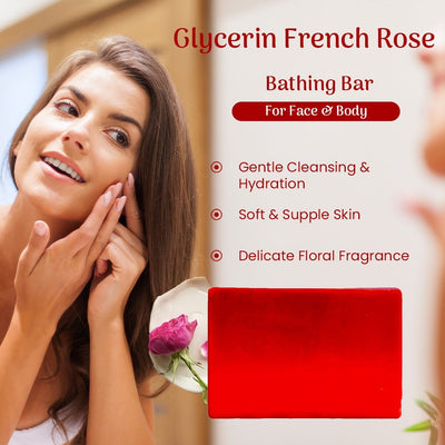 French Rose Glycerin Bathing Bar | Pack of 2 – Body Soap on Brown Living™. SKU: phpnl - Khadis_024460. Img 2.