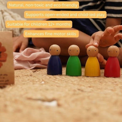 Friends - Set of Four Wooden Peg Dolls – Role & Pretend Play Toys by Saha available on Brown Living™. . SKU: STPD - 01. Img 11.
