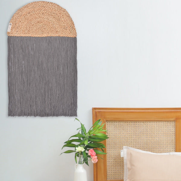 Fringed Moon Wall Hanging - Slate Grey | Verified Sustainable by Brown Living™