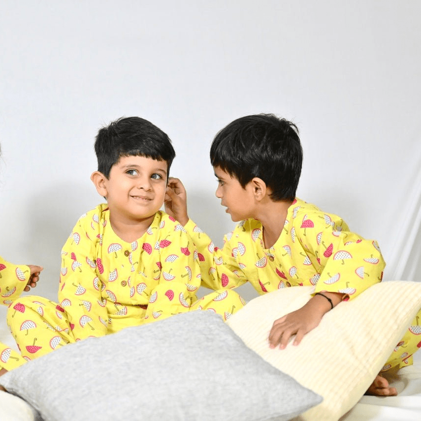 Fruit Splash Unisex Kids Night Suit, Kurta & Pajama Set | Verified Sustainable by Brown Living™