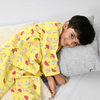 Fruit Splash Unisex Kids Night Suit, Kurta & Pajama Set | Verified Sustainable by Brown Living™