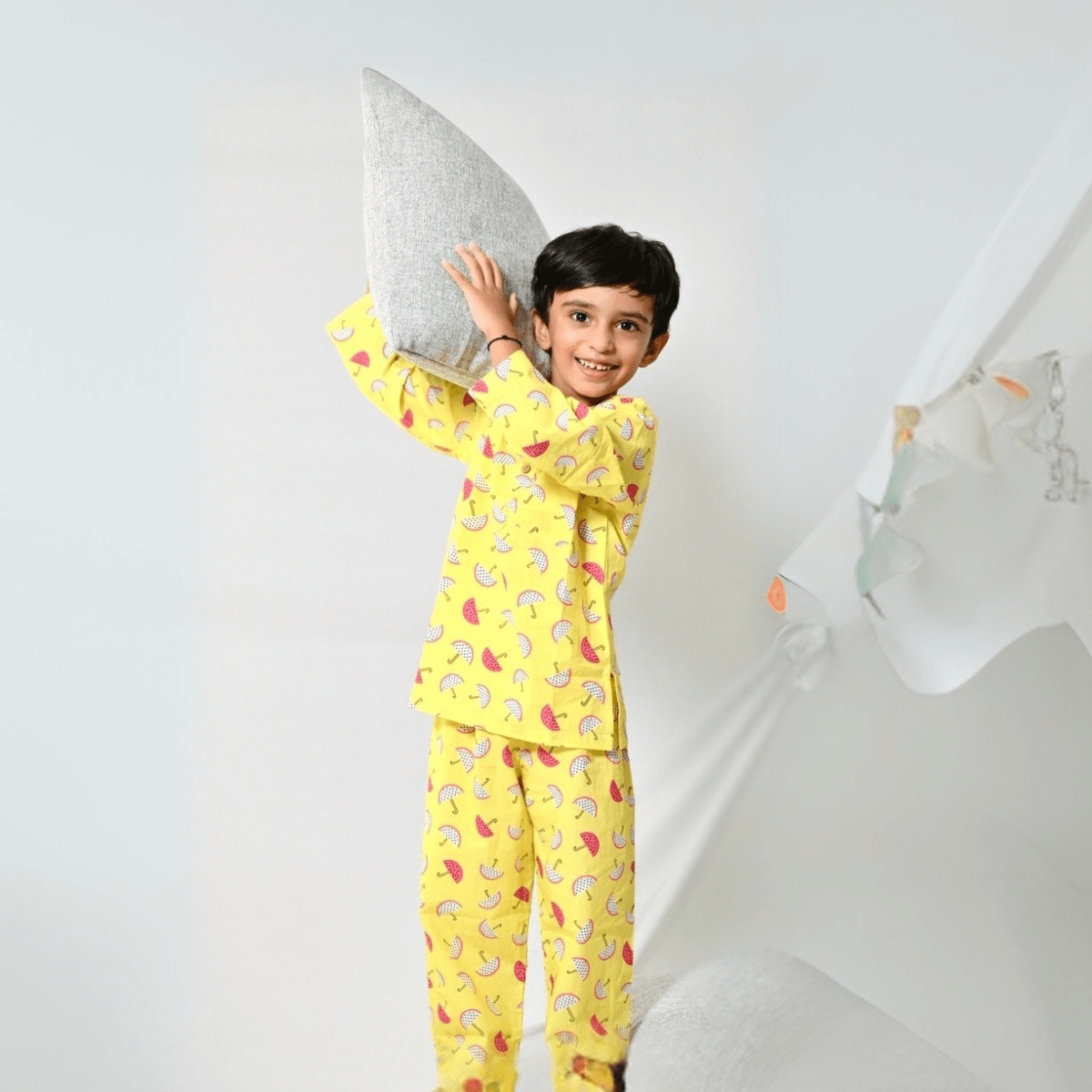 Fruit Splash Unisex Kids Night Suit, Kurta & Pajama Set | Verified Sustainable by Brown Living™