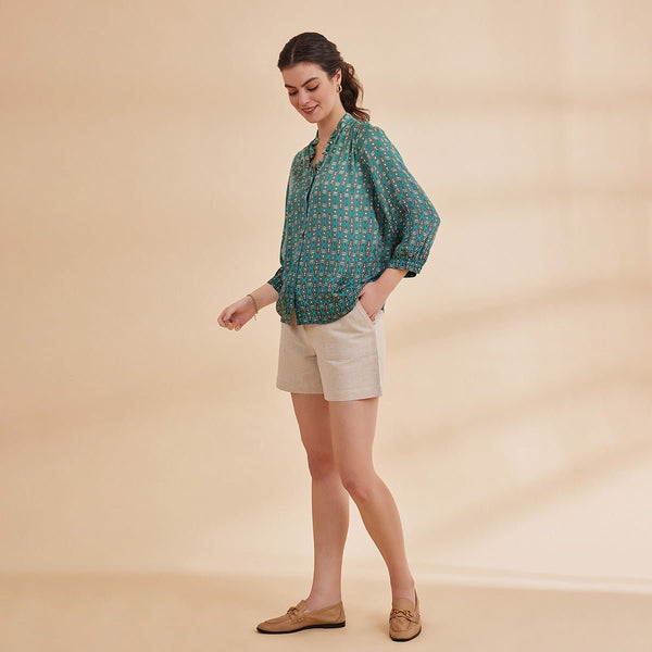 Gazelle - Green Ombre Printed Satin Shirt | Verified Sustainable by Brown Living™