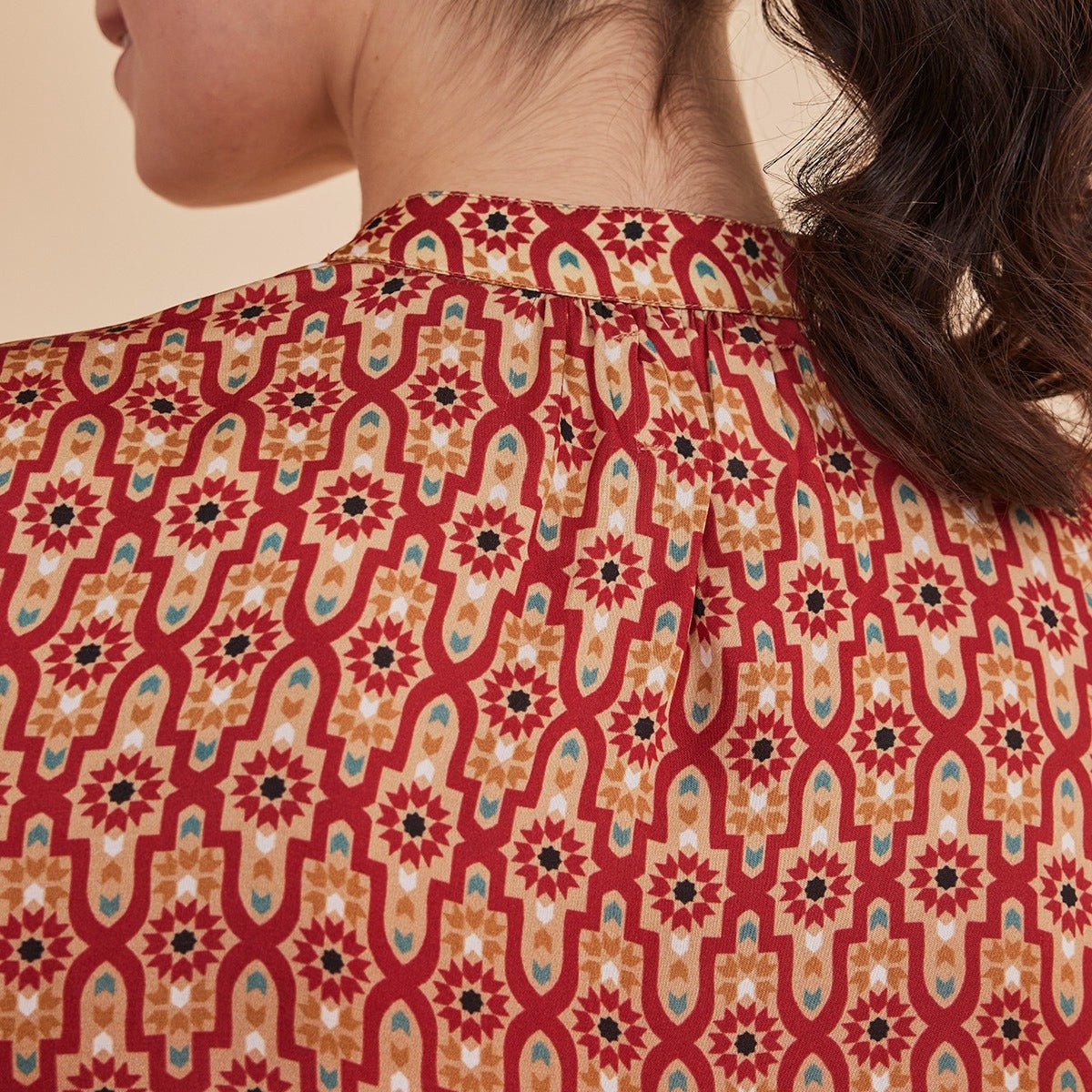 Gazelle - Red Ombre Printed Satin Shirt | Verified Sustainable by Brown Living™