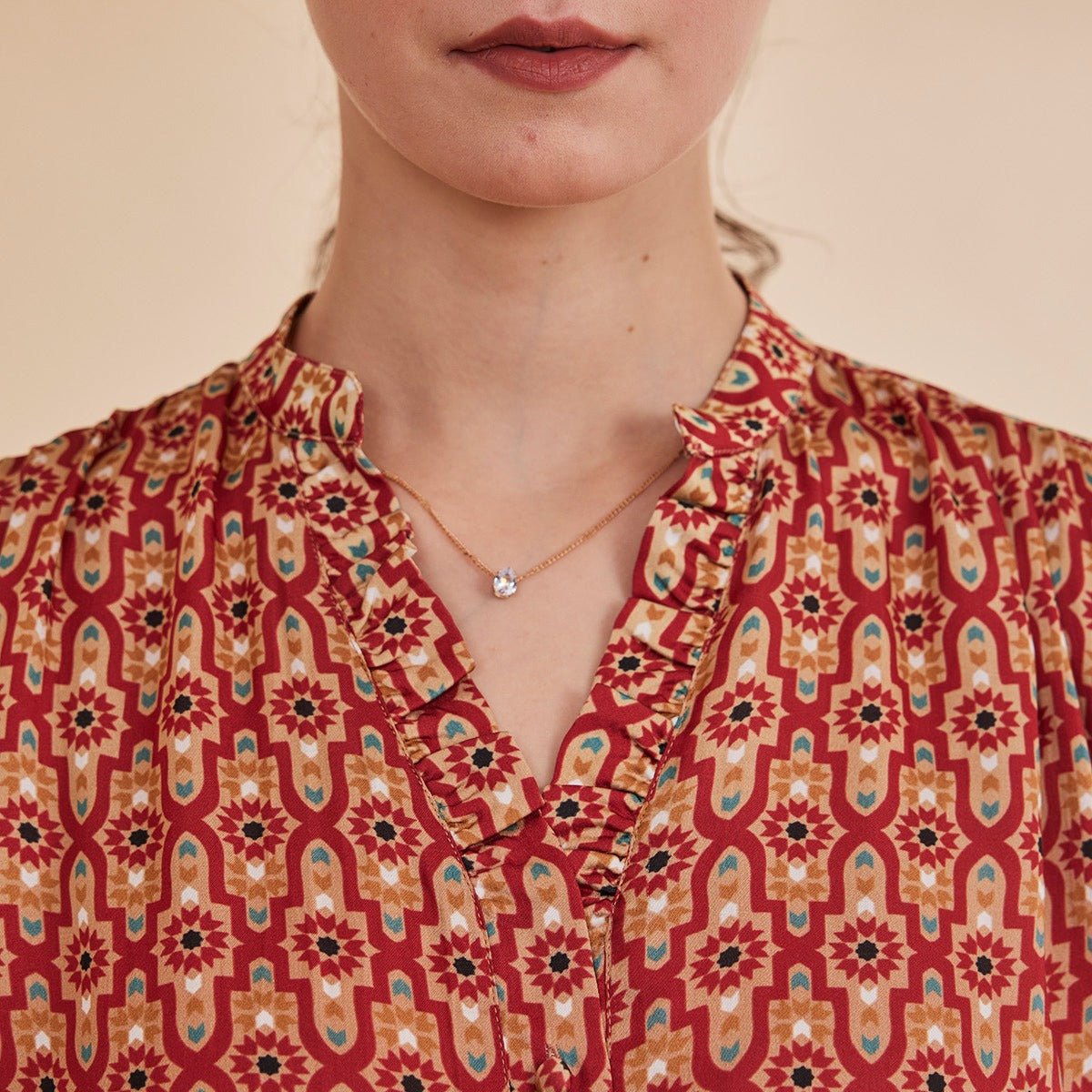 Gazelle - Red Ombre Printed Satin Shirt | Verified Sustainable by Brown Living™