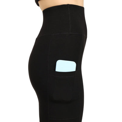 Gen Z High - Waist Bamboo Yoga Pants with Pockets – Womens Leggings on Brown Living™. SKU: YOGA - POCKET - PANT - BLK - S - n. Img 4.