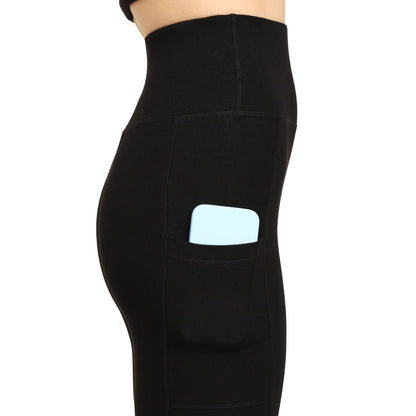 Gen Z High - Waist Bamboo Yoga Pants with Pockets - Black – Womens Leggings by Bamboology available on Brown Living™. S . SKU: YOGA - POCKET - PANT - BLK - S. Img 4.