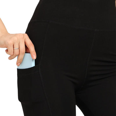 Gen Z High - Waist Bamboo Yoga Pants with Pockets – Womens Leggings on Brown Living™. SKU: YOGA - POCKET - PANT - BLK - S - n. Img 3.