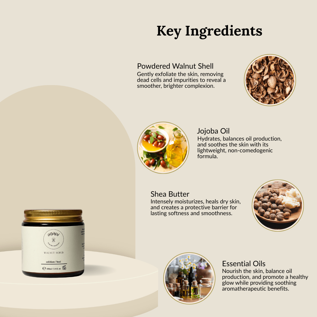 Gentle Exfoliating Walnut Scrub - 100g – Body Scrub by Agapi available on Brown Living™. . SKU: WS - 01. Img 2.
