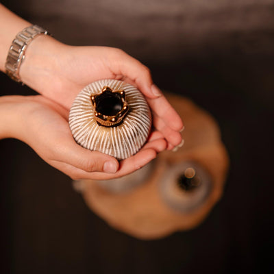 Golden Pomegranate Glory - Luxury Decor Vase Set of 3 – Vases on Brown Living™. SKU: v - 331. Img 6.