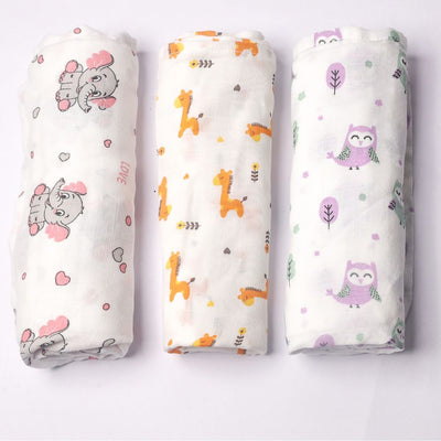 Ultra - Soft Muslin Baby Swaddle - Set of 5 | GOTS Certified – Baby Swaddle on Brown Living™. SKU: SWADOWLGFELPANRNB5. Img 2.