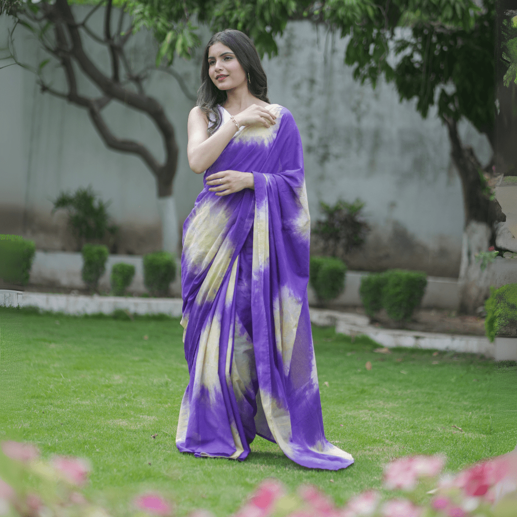Grape Fruit Cotton Tye & Dye Saree | Verified Sustainable by Brown Living™