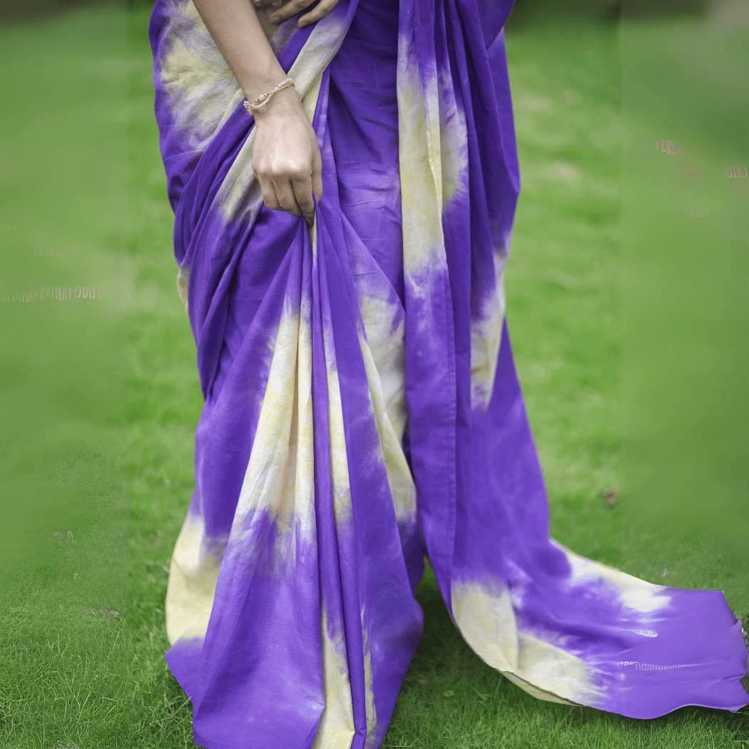 Grape Fruit Cotton Tye & Dye Saree | Verified Sustainable by Brown Living™