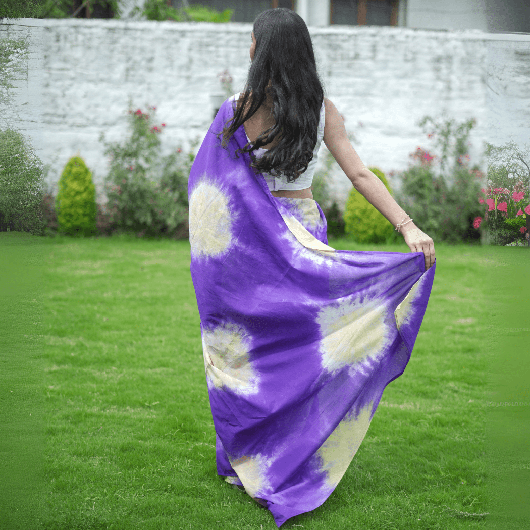 Grape Fruit Cotton Tye & Dye Saree | Verified Sustainable by Brown Living™