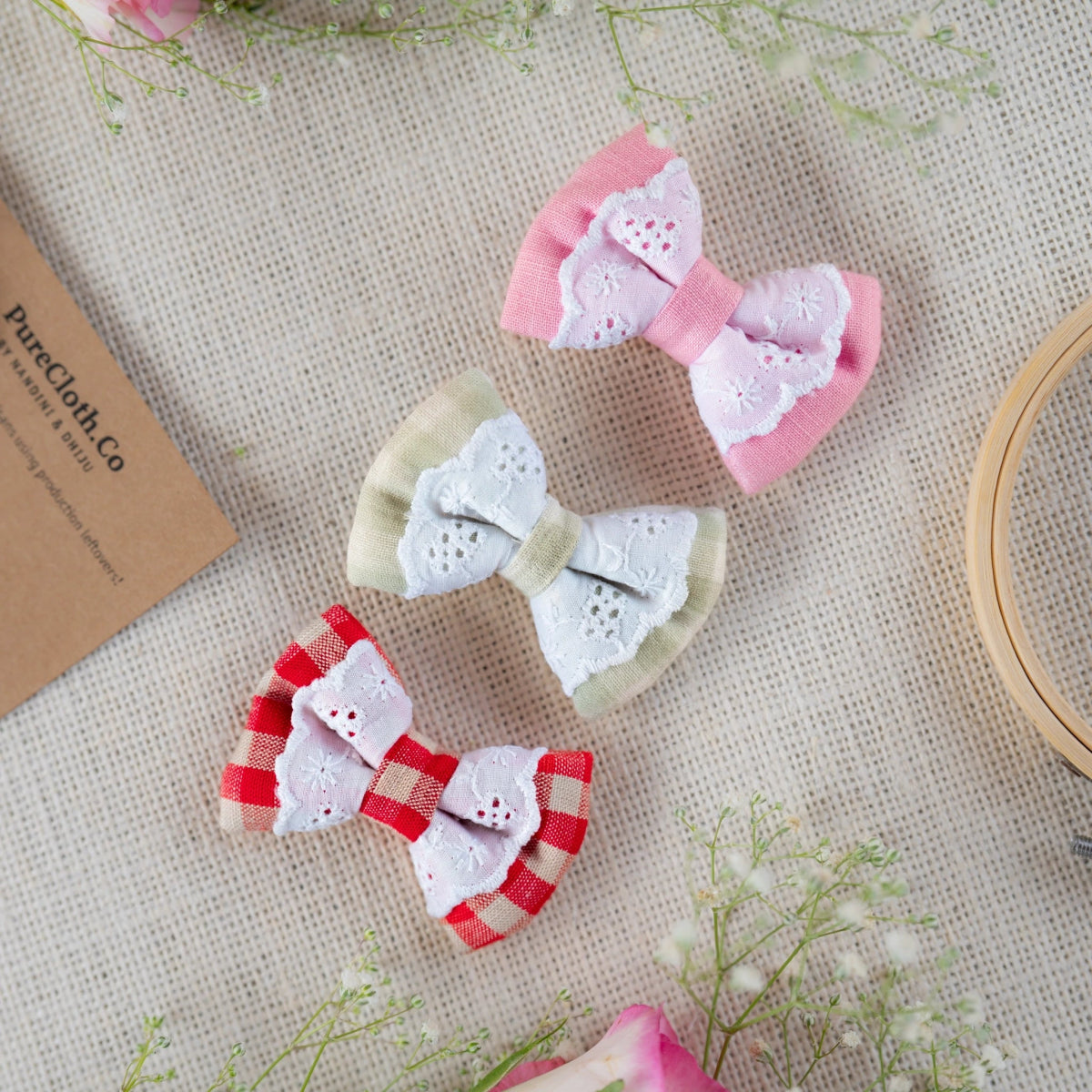 Green Check Mini Hair Bow for Infants | Verified Sustainable by Brown Living™