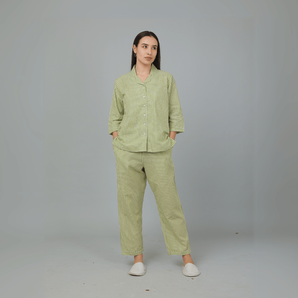 Green Cotton Checks Co - Ord Set – Nightwear | Verified Sustainable by Brown Living™