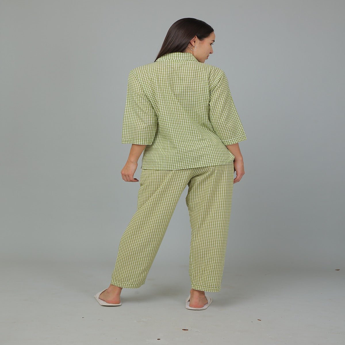 Green Cotton Checks Co - Ord Set – Nightwear | Verified Sustainable by Brown Living™