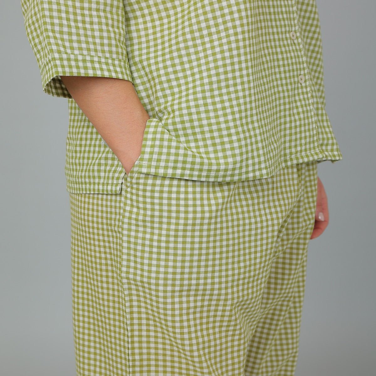 Green Cotton Checks Co - Ord Set – Nightwear | Verified Sustainable by Brown Living™