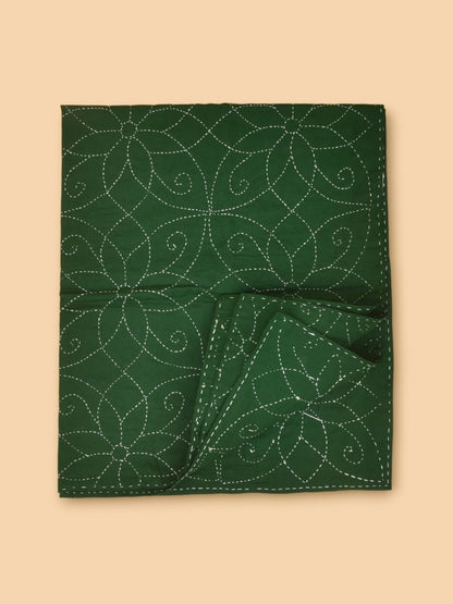 Green Cotton Floral Hand Embroidered Baby Nakshi Kantha | Verified Sustainable by Brown Living™