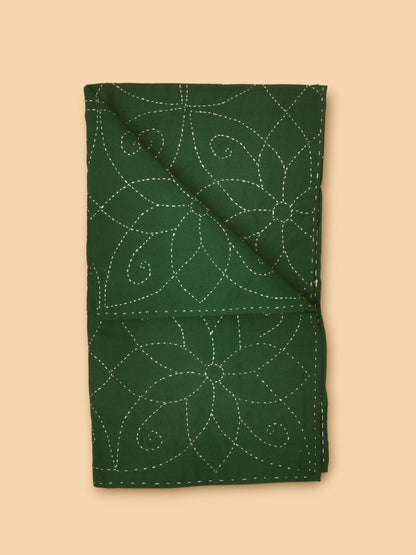 Green Cotton Floral Hand Embroidered Baby Nakshi Kantha | Verified Sustainable by Brown Living™