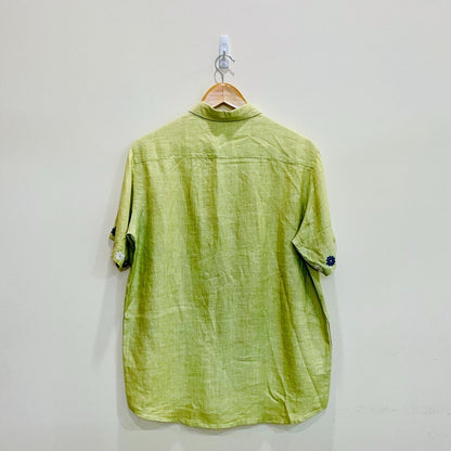 Green Embroidered Hemp Shirt | Verified Sustainable by Brown Living™