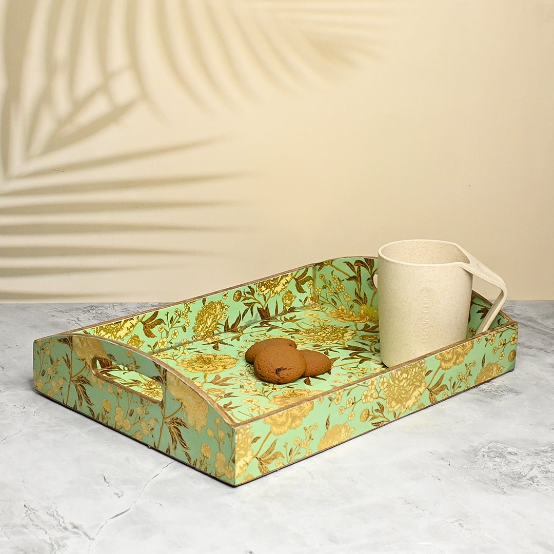 Green Floral Trays with Curved Handles - Pack of 3 | Verified Sustainable by Brown Living™