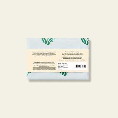 Green French Clay & Tea Tree Soap | Shea Butter | No SLS | Handmade Soap | 100% Natural | 100g – Body Soap on Brown Living™. SKU: SOPHGTS0G100. Img 3.