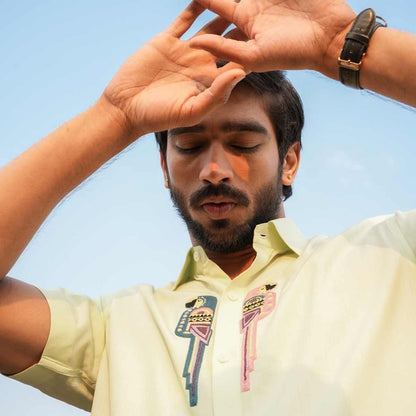 Green Wings Eco - Friendly Relaxed Fit Shirt with Hand Embroidery | Verified Sustainable by Brown Living™