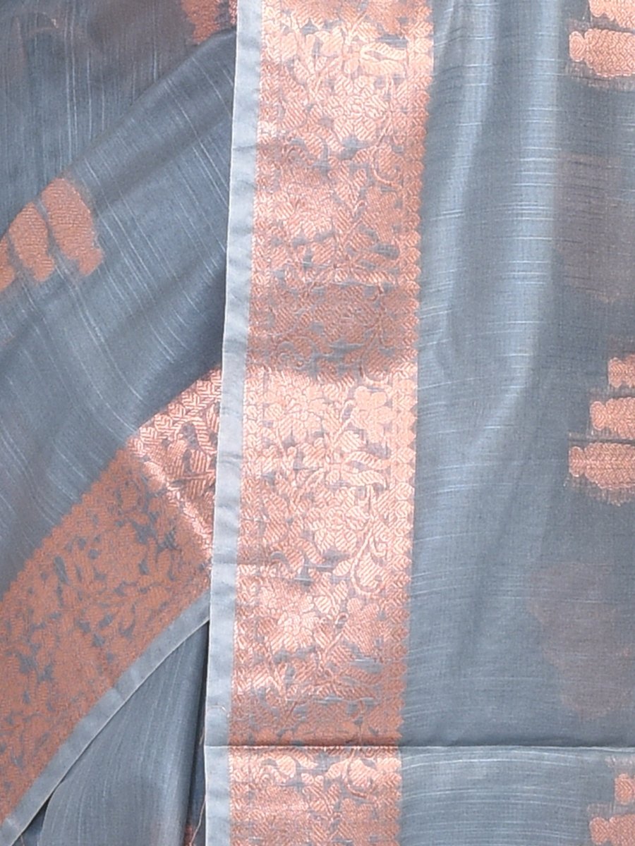 Grey Banaras Cotton Saree | Verified Sustainable by Brown Living™