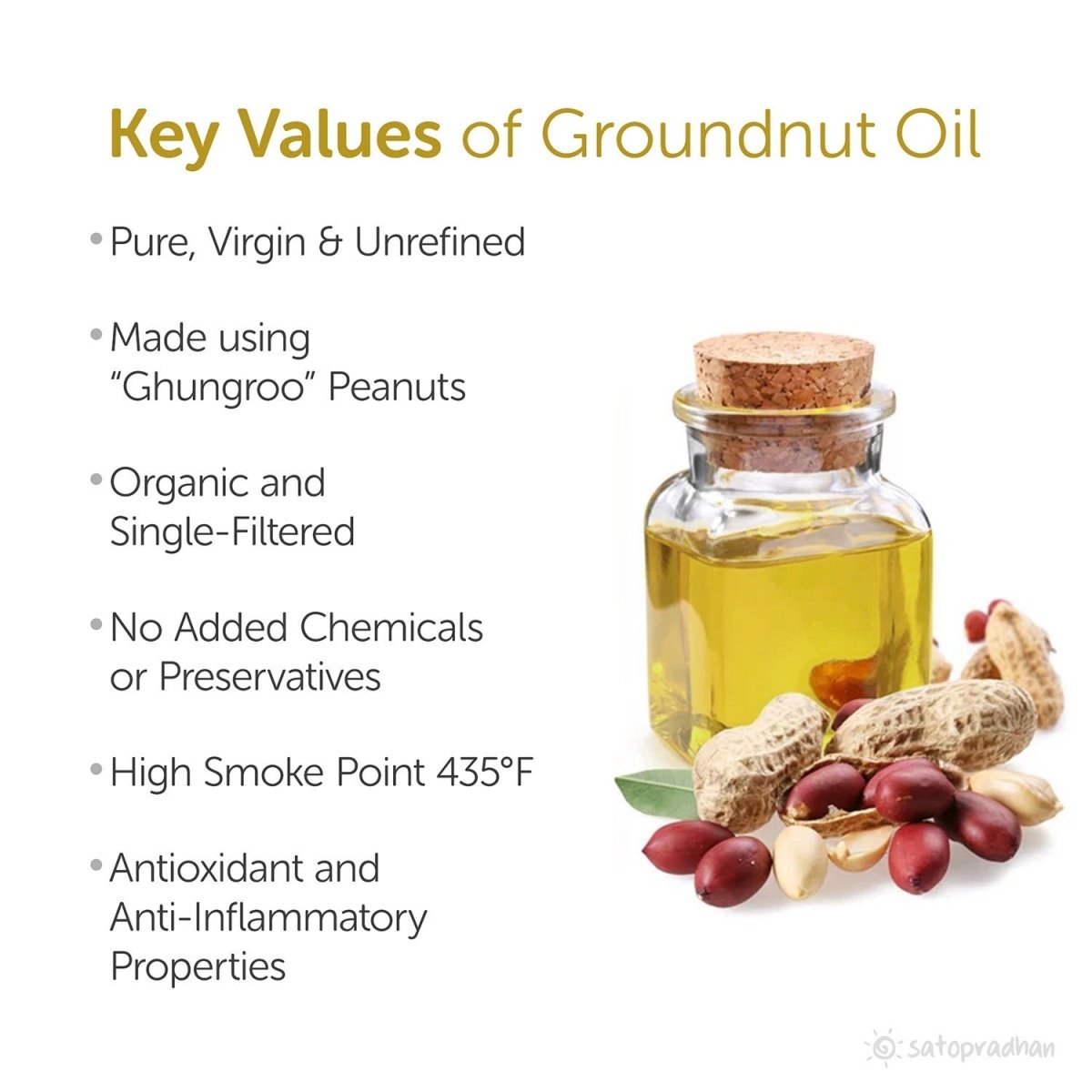 Groundnut Oil 1000ml - Organic, Cold - Pressed, Virgin Oil | Verified Sustainable by Brown Living™