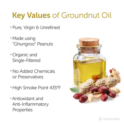 Groundnut Oil 1000ml - Organic, Cold - Pressed, Virgin Oil | Verified Sustainable by Brown Living™