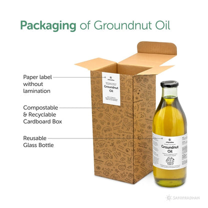 Groundnut Oil 1000ml - Organic, Cold - Pressed, Virgin Oil | Verified Sustainable by Brown Living™