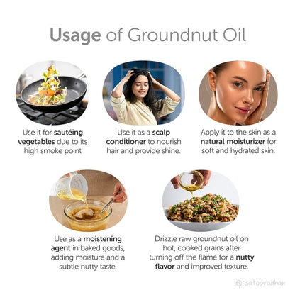 Groundnut Oil 1000ml - Organic, Cold - Pressed, Virgin Oil | Verified Sustainable by Brown Living™