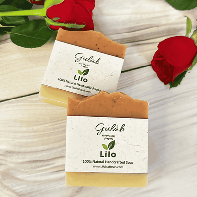 Gulab Bar Soap for Dry Skin with Mango Butter & Rose Extracts – Body Soap on Brown Living™. SKU: S10015. Img 1.