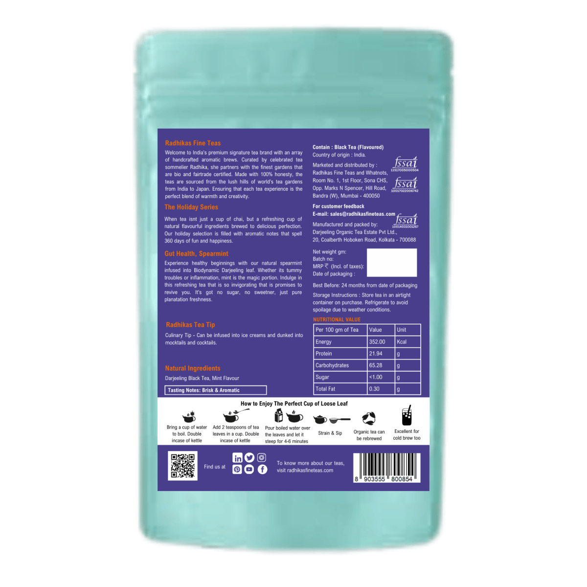 Gut Health Spearmint Darjeeling Leaf to Enhance Your Mood and Focus | Verified Sustainable by Brown Living™