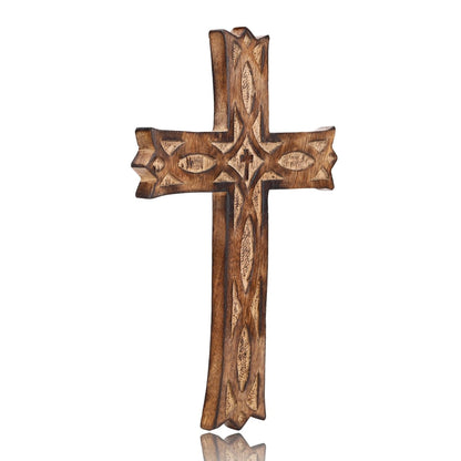 Hand - Carved Wooden Celtic Cross – Antique Decor | Verified Sustainable by Brown Living™